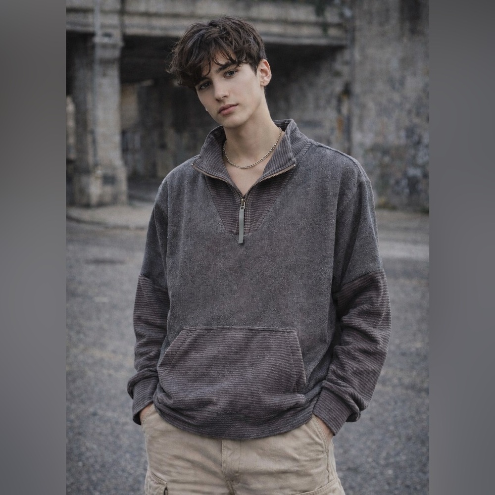 REI Cotton/Hemp Quarter Zip Slouchy Pullover – Gray | Large | Soft Casual Sporty